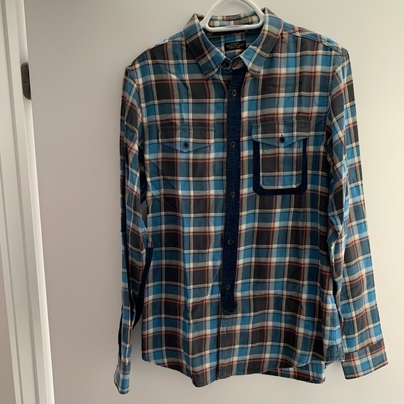 All Saints Plaid / Denim Shirt - Picture 1 of 5